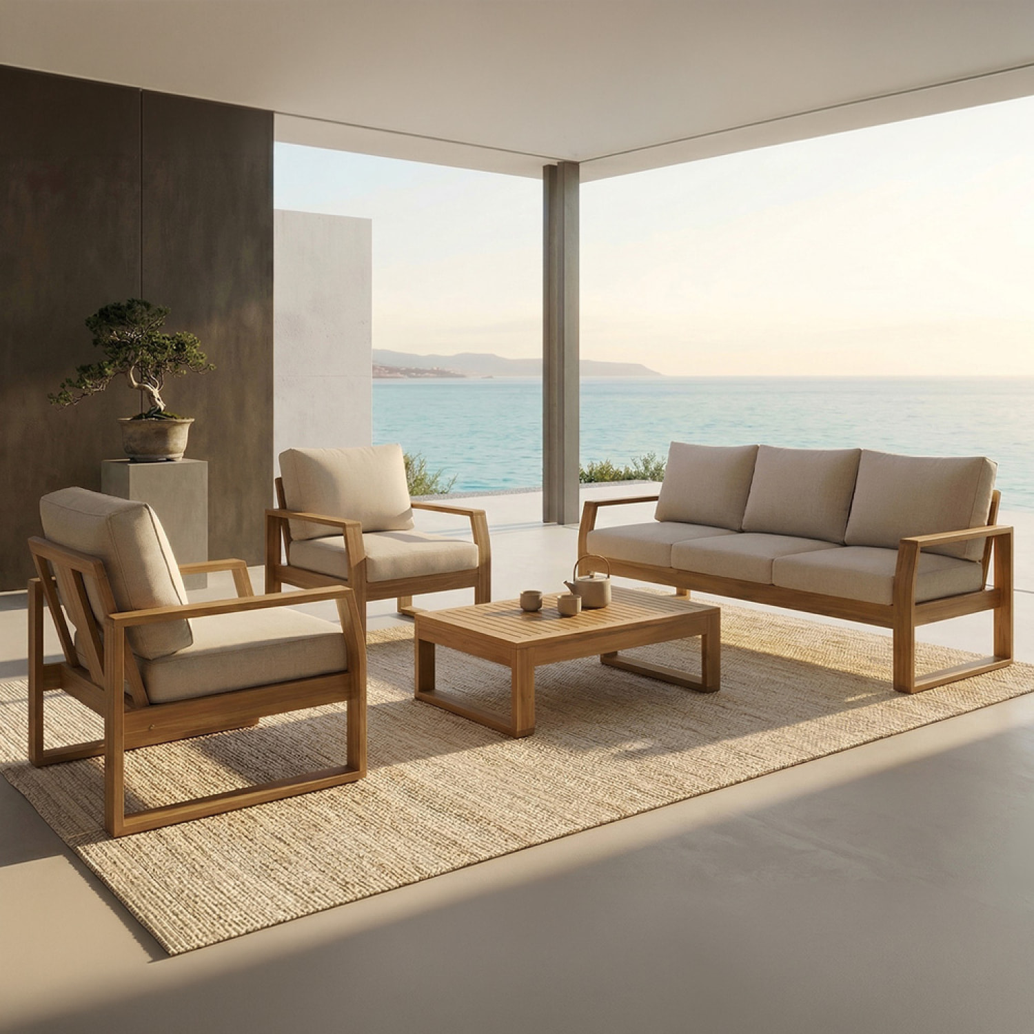 Salon de jardin 5 places en bois d’acacia BIHN