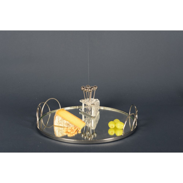 Piques apéritif argent avec support fromage - lot de 6