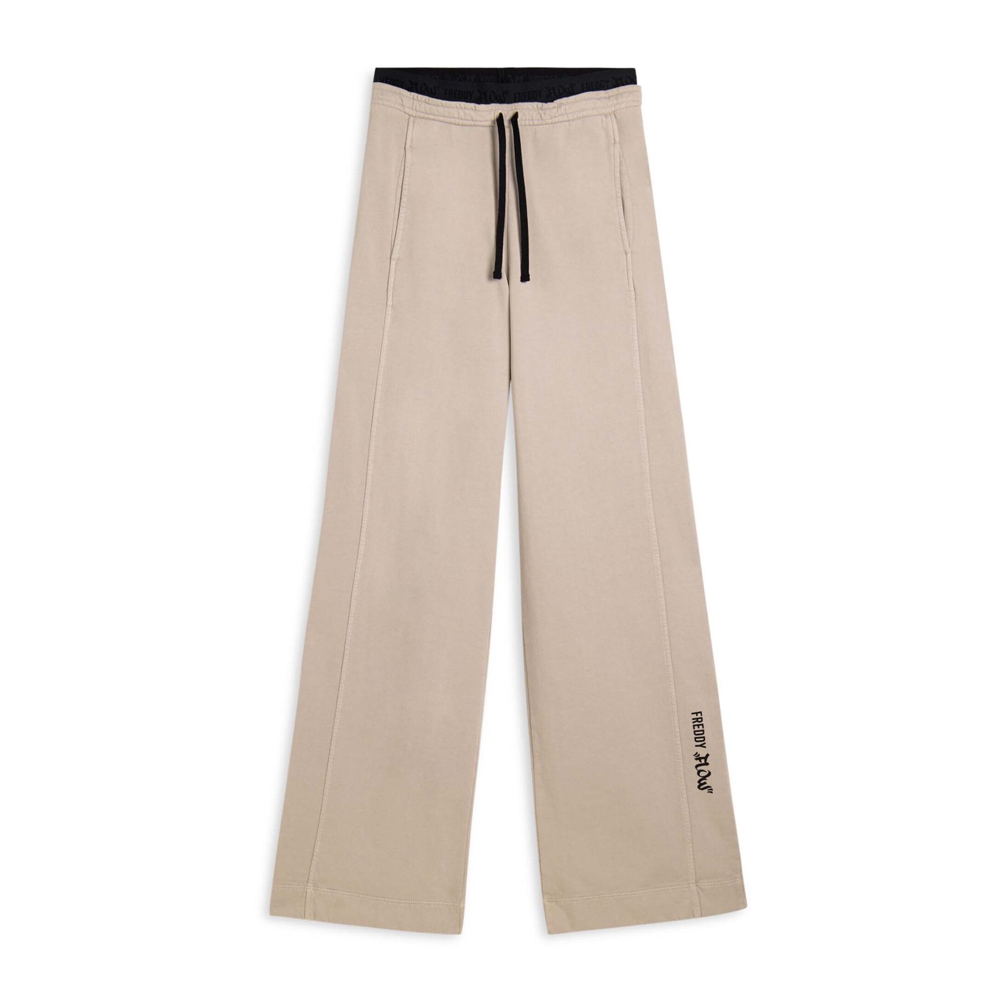 Pantaloni wide leg in felpa con stampa Flow