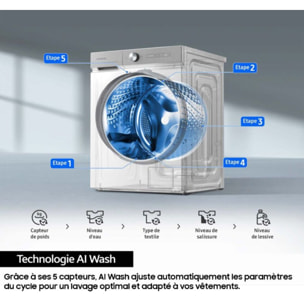 Lave linge hublot SAMSUNG WW90DG6U85LK Bespoke AI