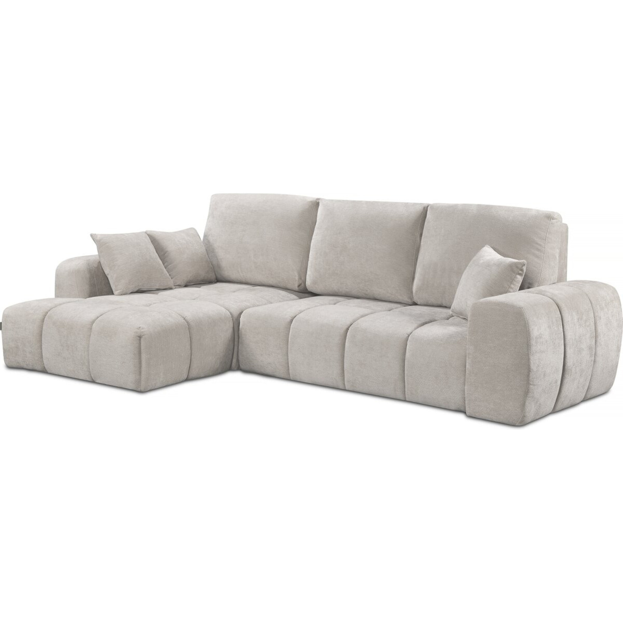 Canapé d'angle gauche convertible en tissu chenille "Verneuil" - 3 places - Beige
