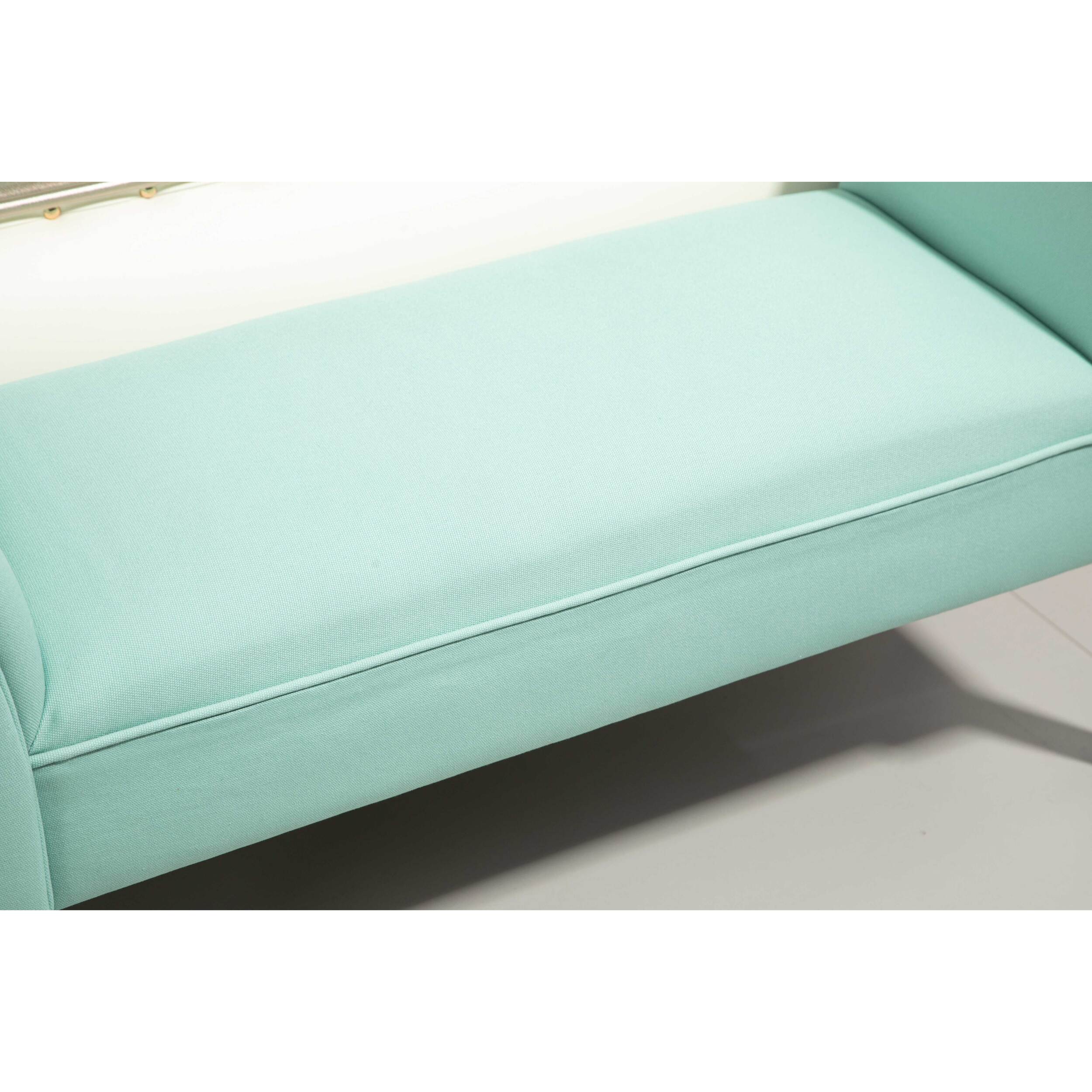 Banc banquette design contemporain accoudoirs courbés grand confort 102L x 31l x 51H cm vert d'eau