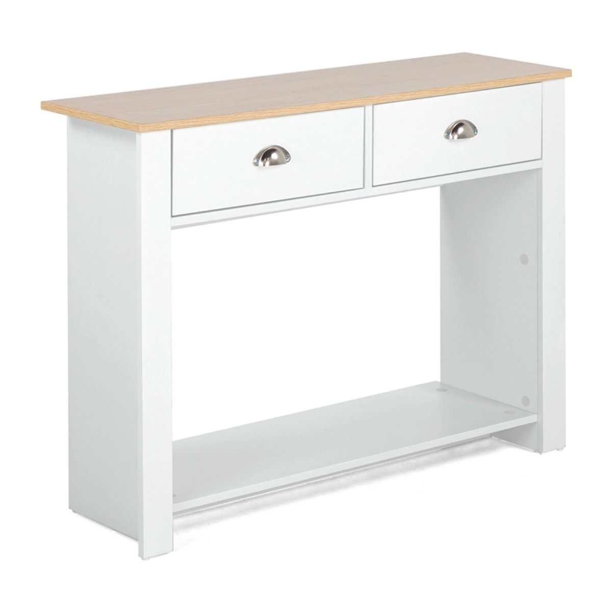 Consolle da ingresso 100x70x40 cm bianca con top rovere - Ginevra