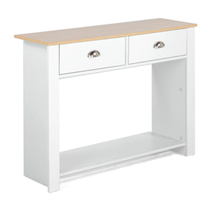 Consolle da ingresso 100x70x40 cm bianca con top rovere - Ginevra