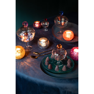 J-Line pot de conservation Diamond Cristal - verre - transparent/rouge - small