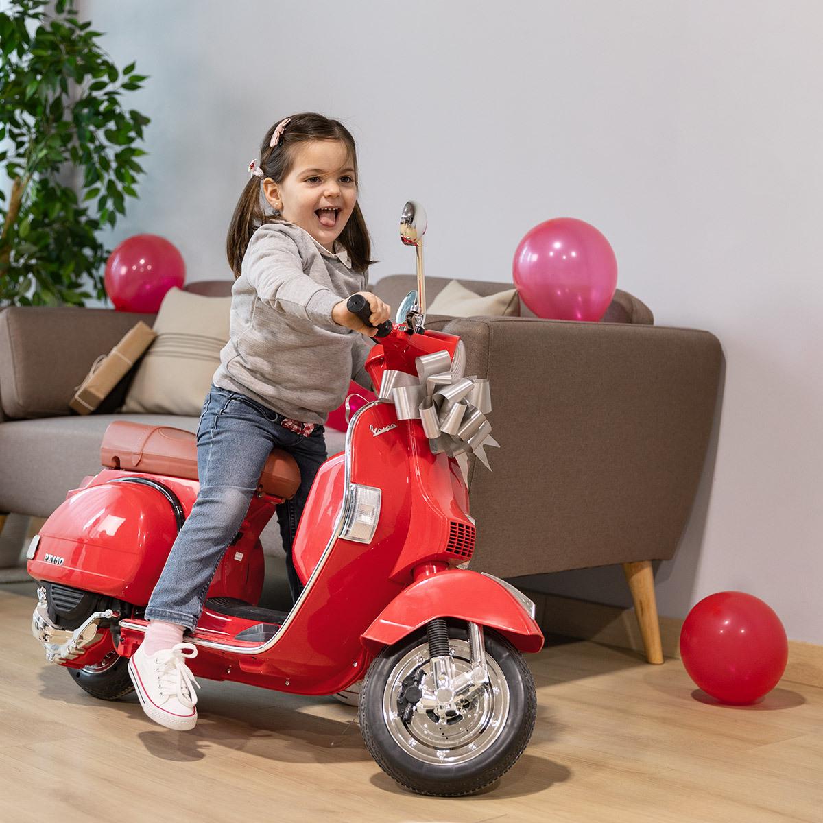 Moto eléctrica niños VESPA RED moto de bateria infantil 6V +3 años