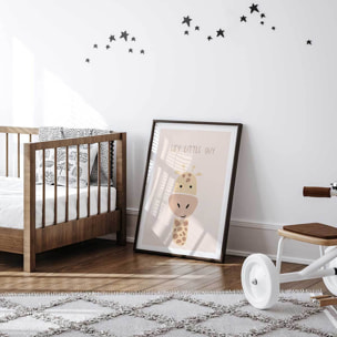 Affiche enfant girafe Affiche + cadre en bois - Noir