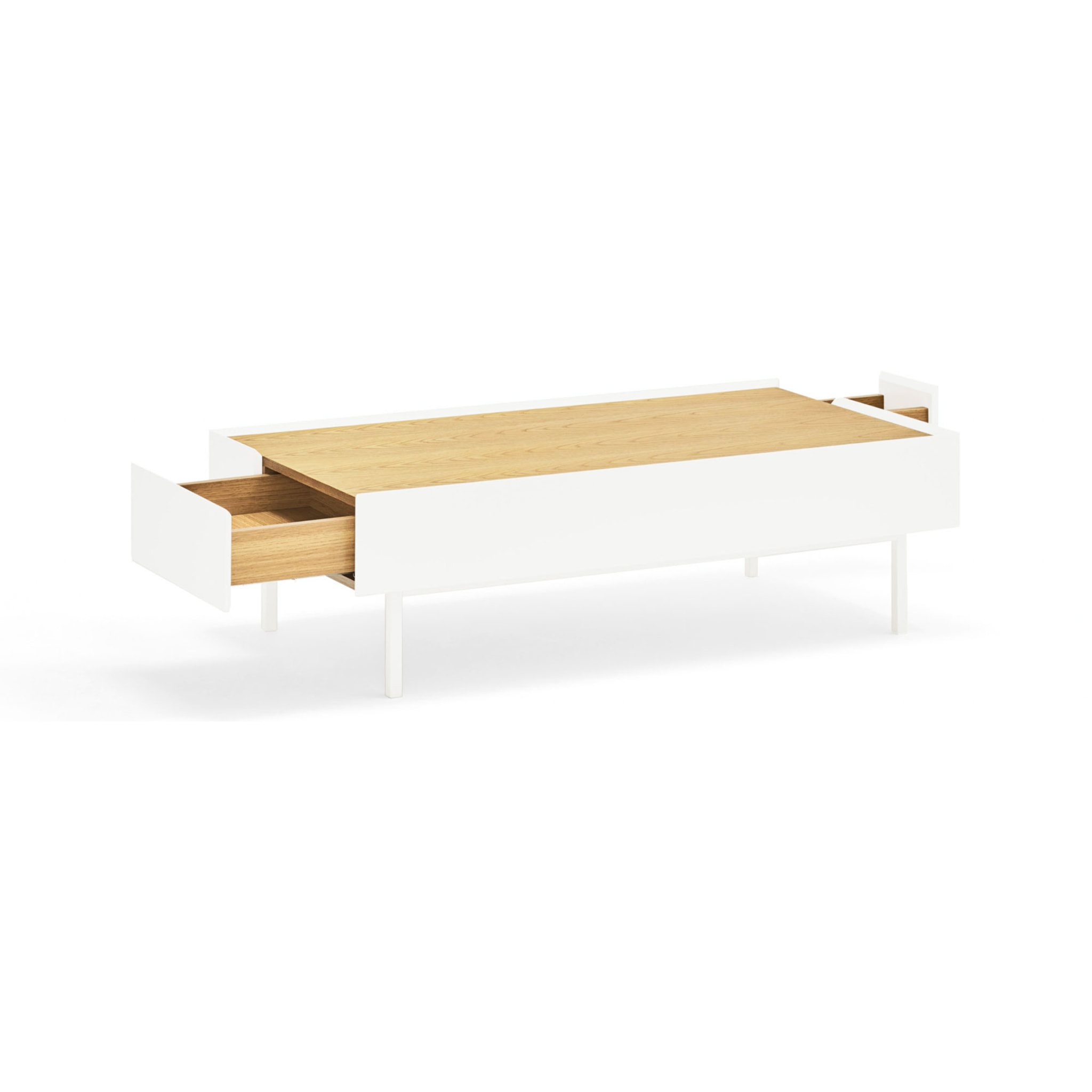 Mesa de centro Arista con 2 cajones blanco