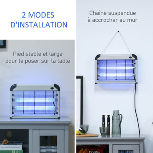 Outsunny Lampe UV anti-insectes anti moustique tue mouche électrique destructeur d'insectes 20 W noir gris
