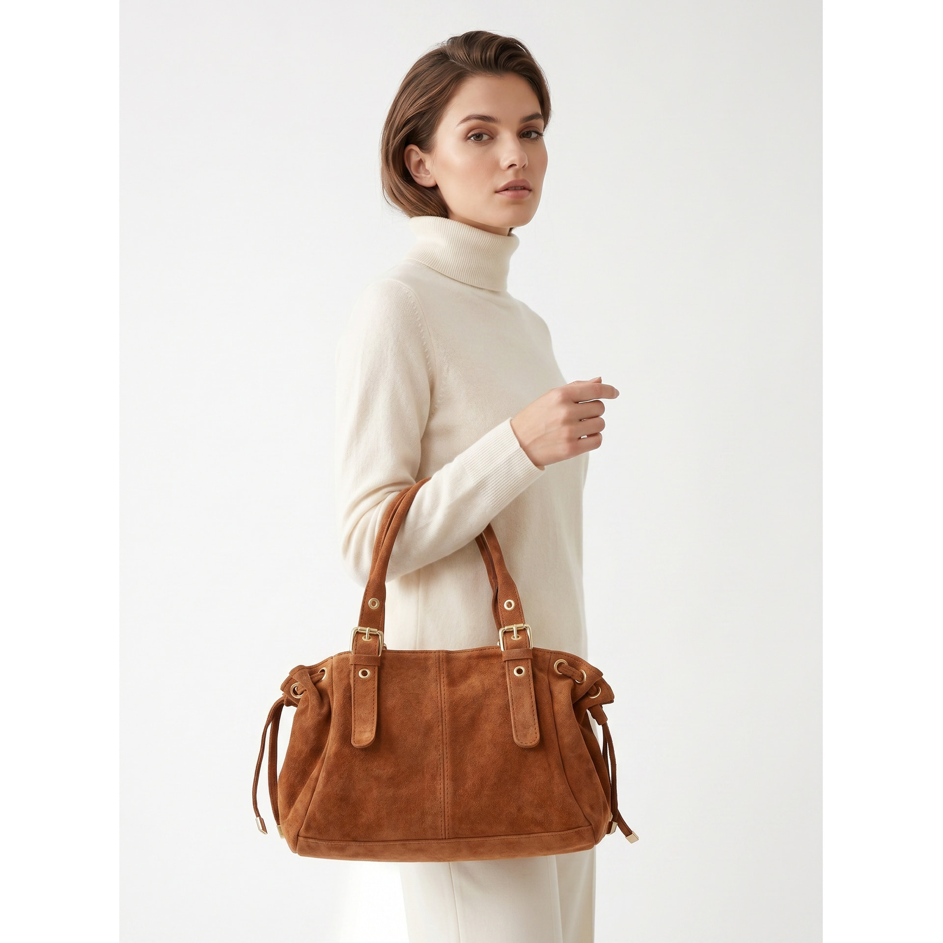 Borsa a mano da donna Made in Italy - Modello Lumena Lux - 100% pelle - 20.0 x 21.0 x 33.0 cm