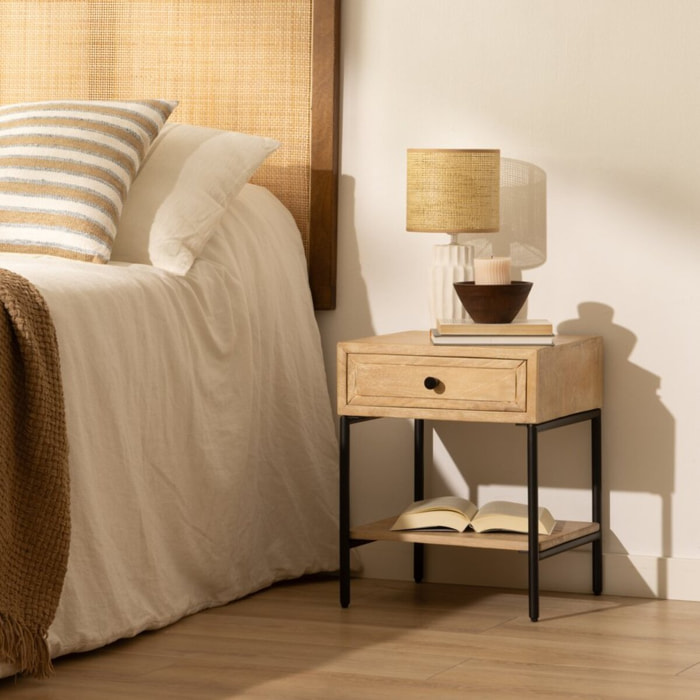 Table de chevet Birao -bois massif de mangue-couleur arabica 40 x 50 x 38 cm