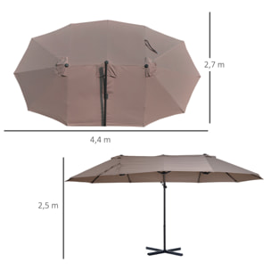 Sombrilla Doble Parasol de Acero 270x460x250cm Marrón