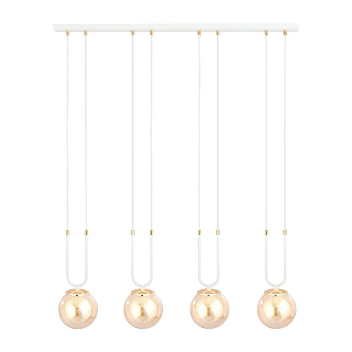 Lampada a sospensione GLAM in acciaio bianco e vetro ambra