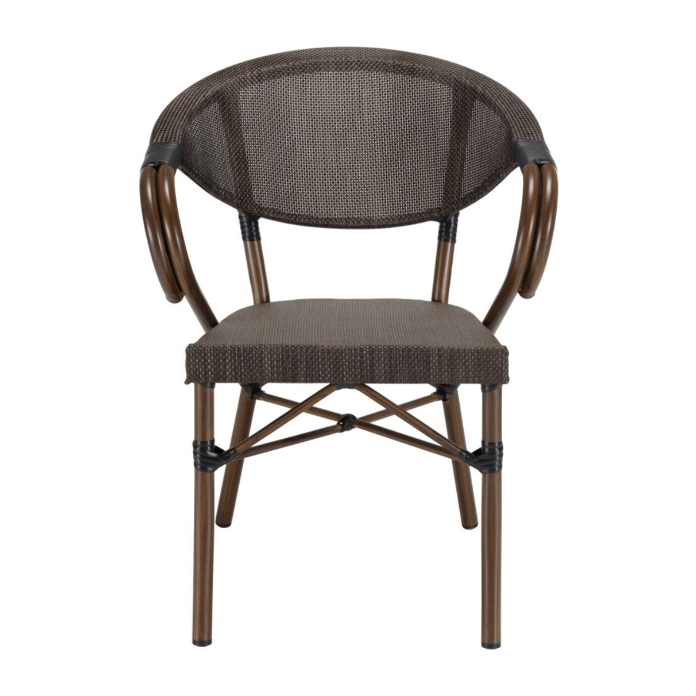 VIANNEY - Lot de 2 chaises de jardin bistrot en acier textilène marron