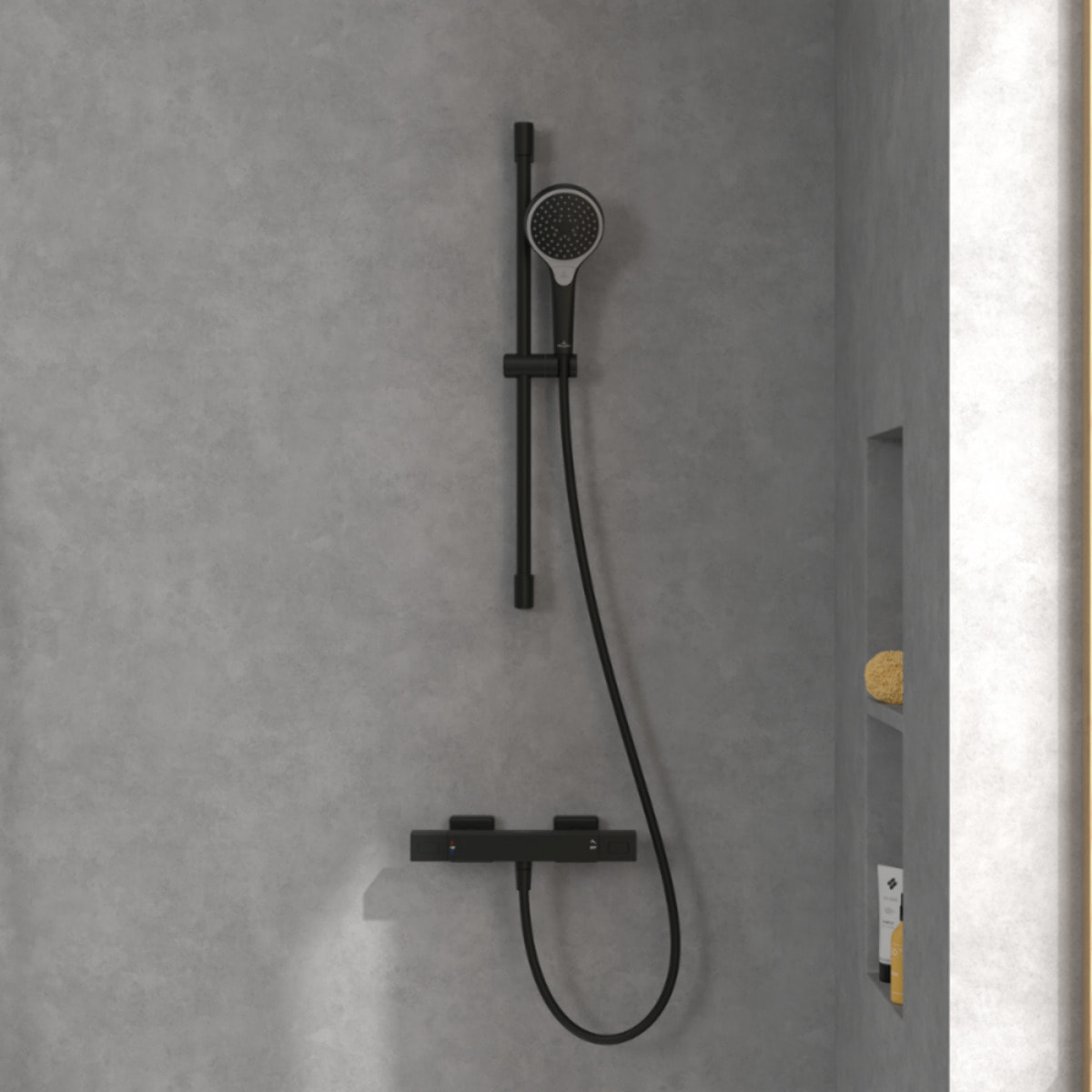 Mitigeur douche thermostatique Universal rectangle Noir mat
