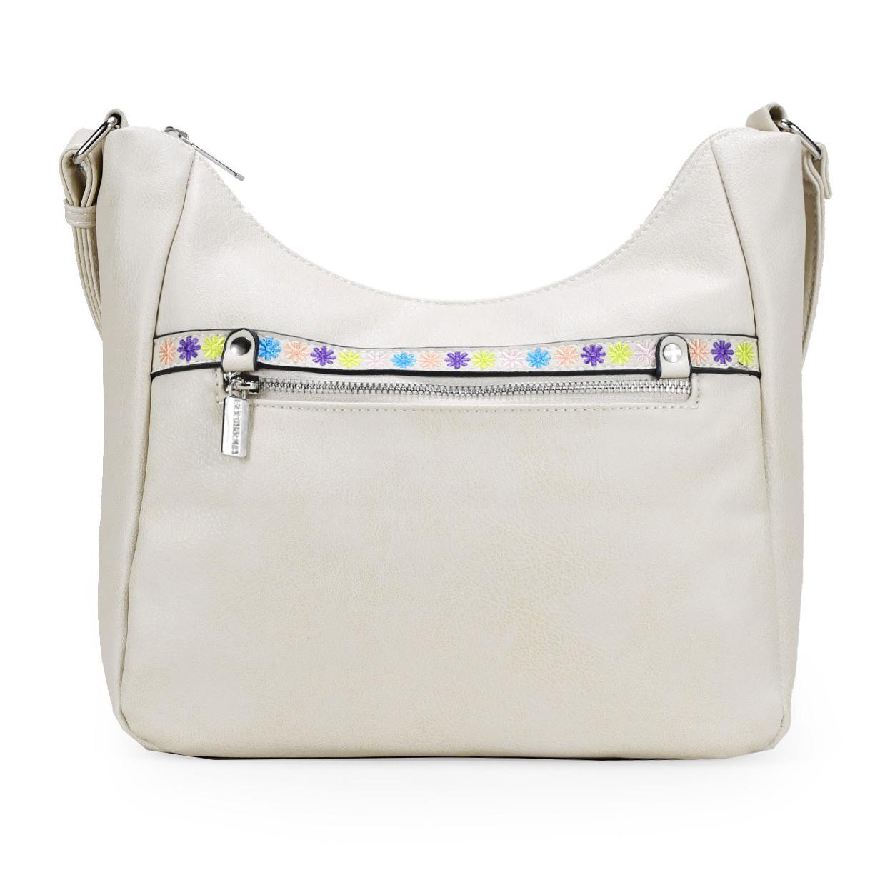 Bolso bandolera beige con bordado