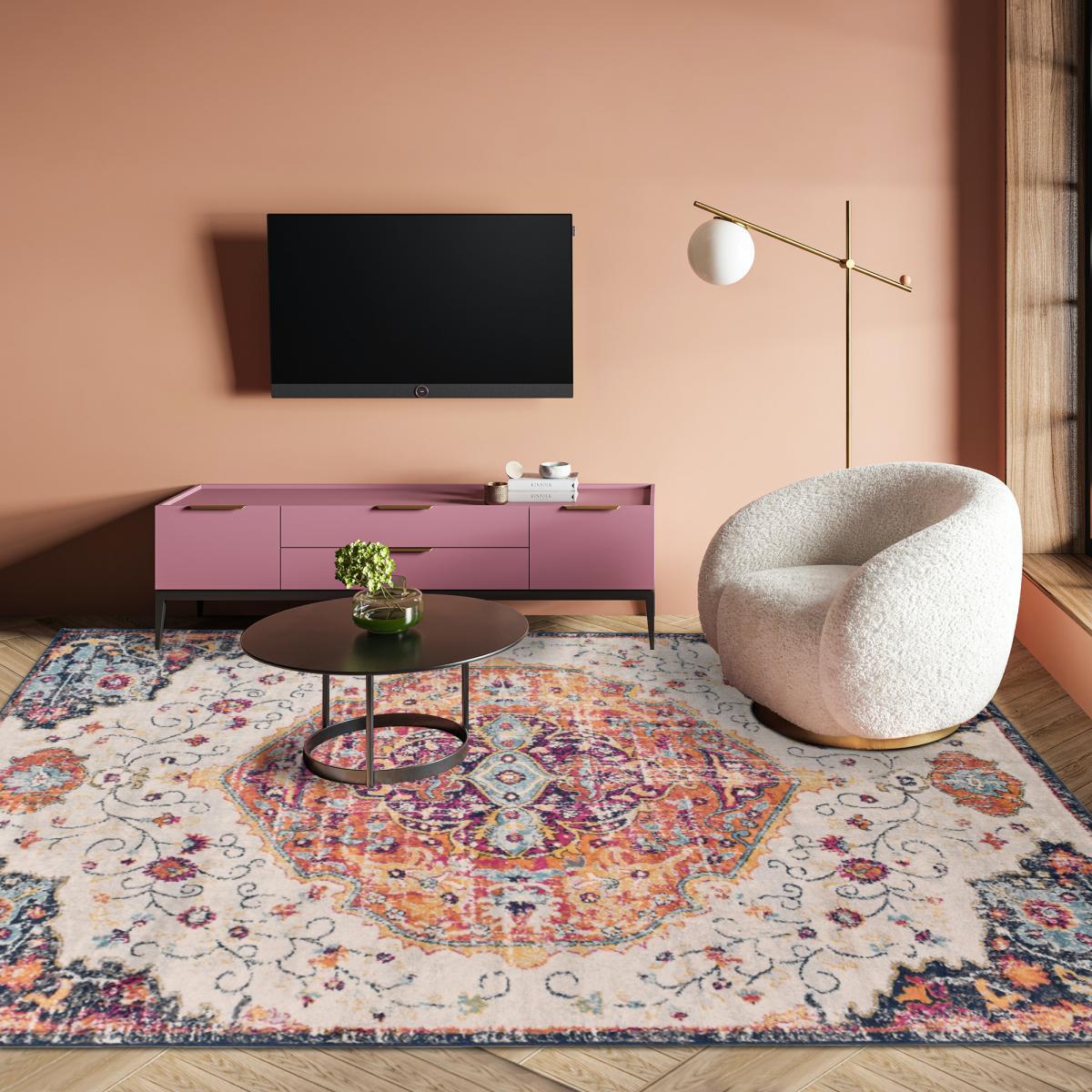 Tapis Lavu motif médaillon traditionnel oriental