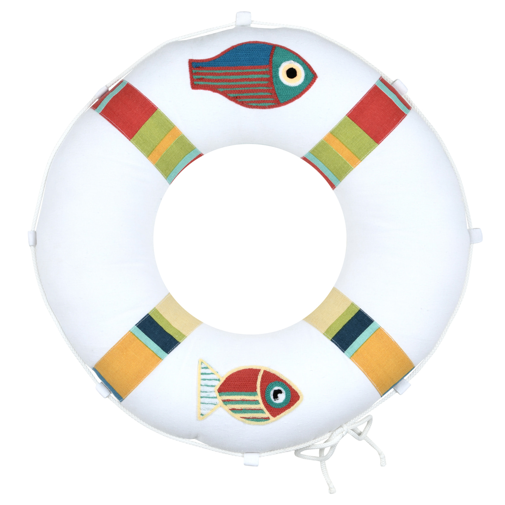 Coussin bouée polycoton - Blanc