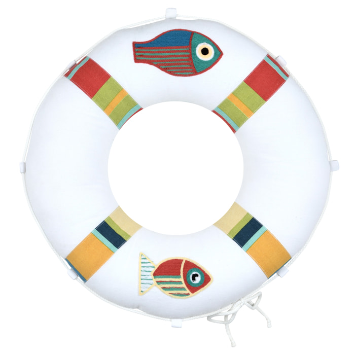 Coussin bouée polycoton - Blanc