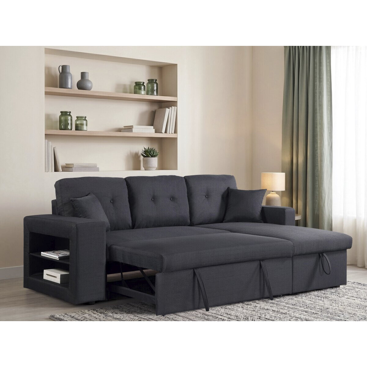 Canapé d'angle convertible/réversible "Axel" - 3 places - Noir