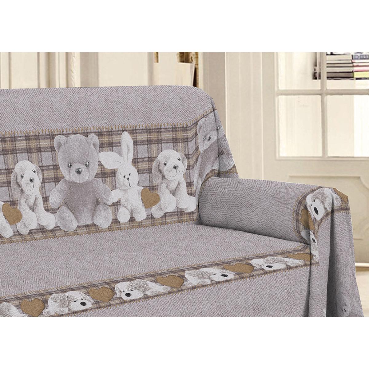 Telo Arredo Multiuso Copritutto 100% Cotone Peluches Beige