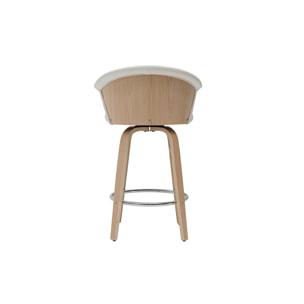 Tabouret de bar design pivotant blanc et bois clair H65cm ALBIN