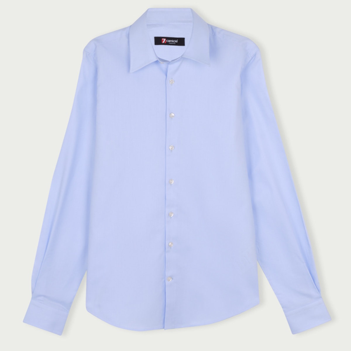 Camicia Uomo 1 Bottone Italiano Slim Oxford unito Celeste