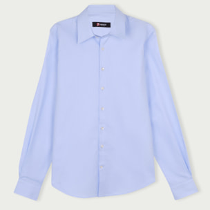 Camicia Uomo 1 Bottone Italiano Slim Oxford unito Celeste