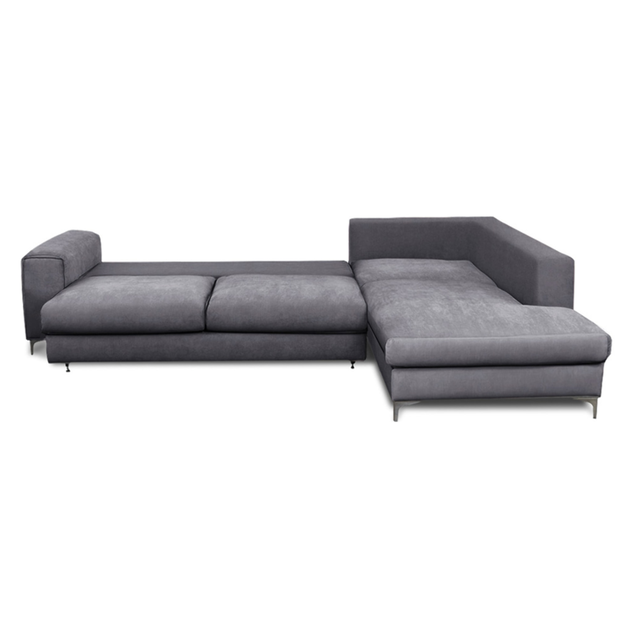 Canapé d'Angle Droit Velours Fiesole, 3 Places, Couchage Intégré, Coffre de Rangement, Housse Déhoussable