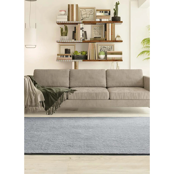 CORALINE Alfombra lisa lavable color plata, varias medidas disponibles.