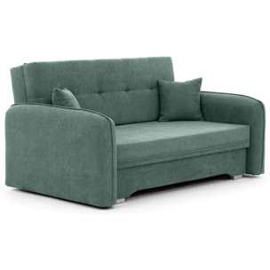 Michelle - canapé droit 3 places convertible avec coffre en velours - Vert