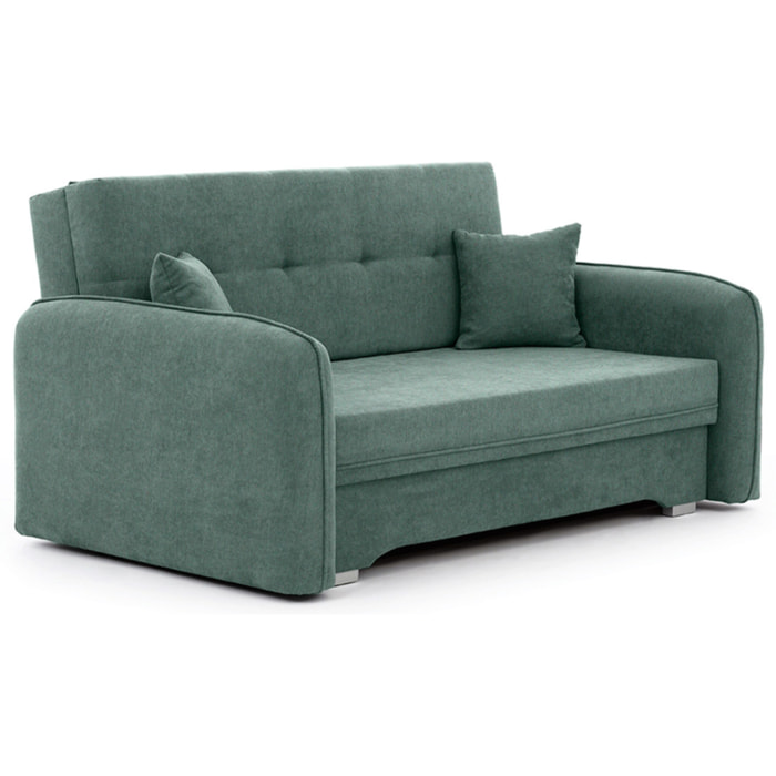 Michelle - canapé droit 3 places convertible avec coffre en velours - Vert