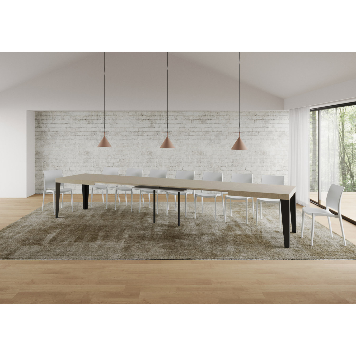 Mesa extensible 90x200/460cm Flame cachemira patas antracita