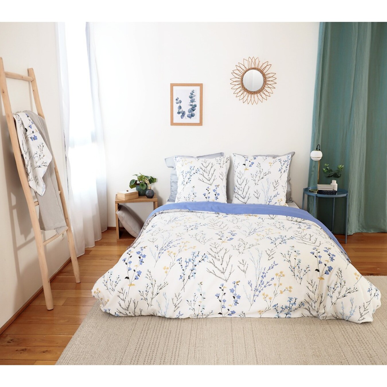 Parure housse de couette satin de coton blanc