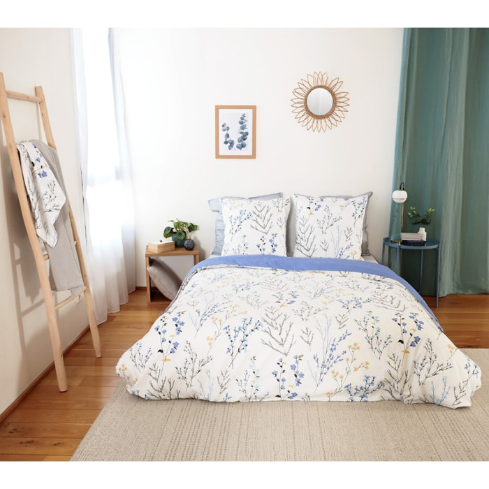 Parure housse de couette satin de coton blanc