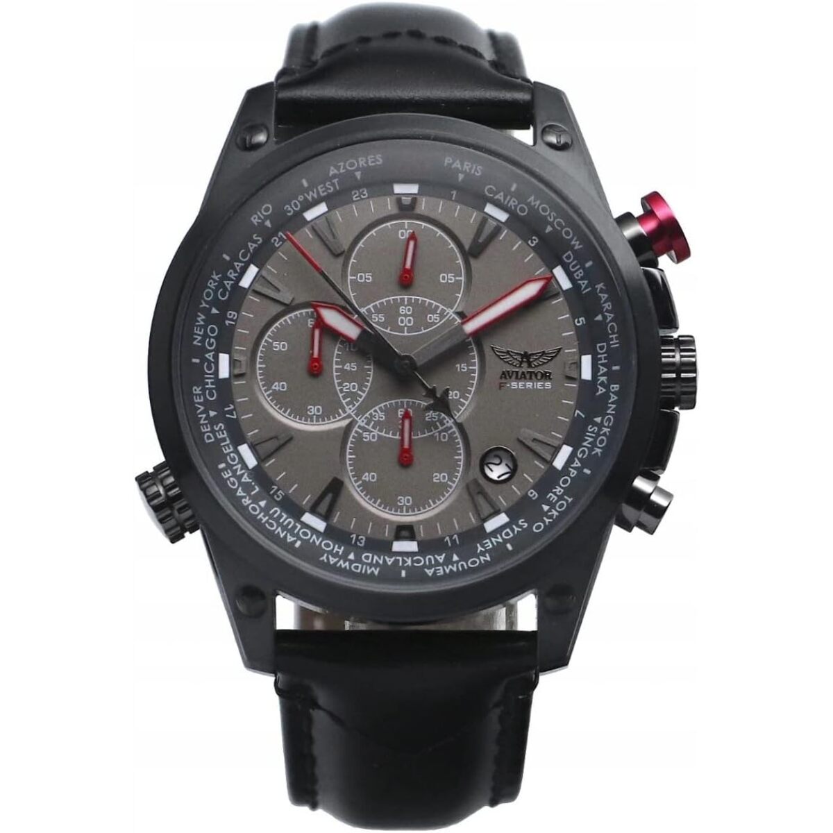 Reloj Aviator AVW1369G185 Hombre Analogico Cuarzo con Correa de Cuero