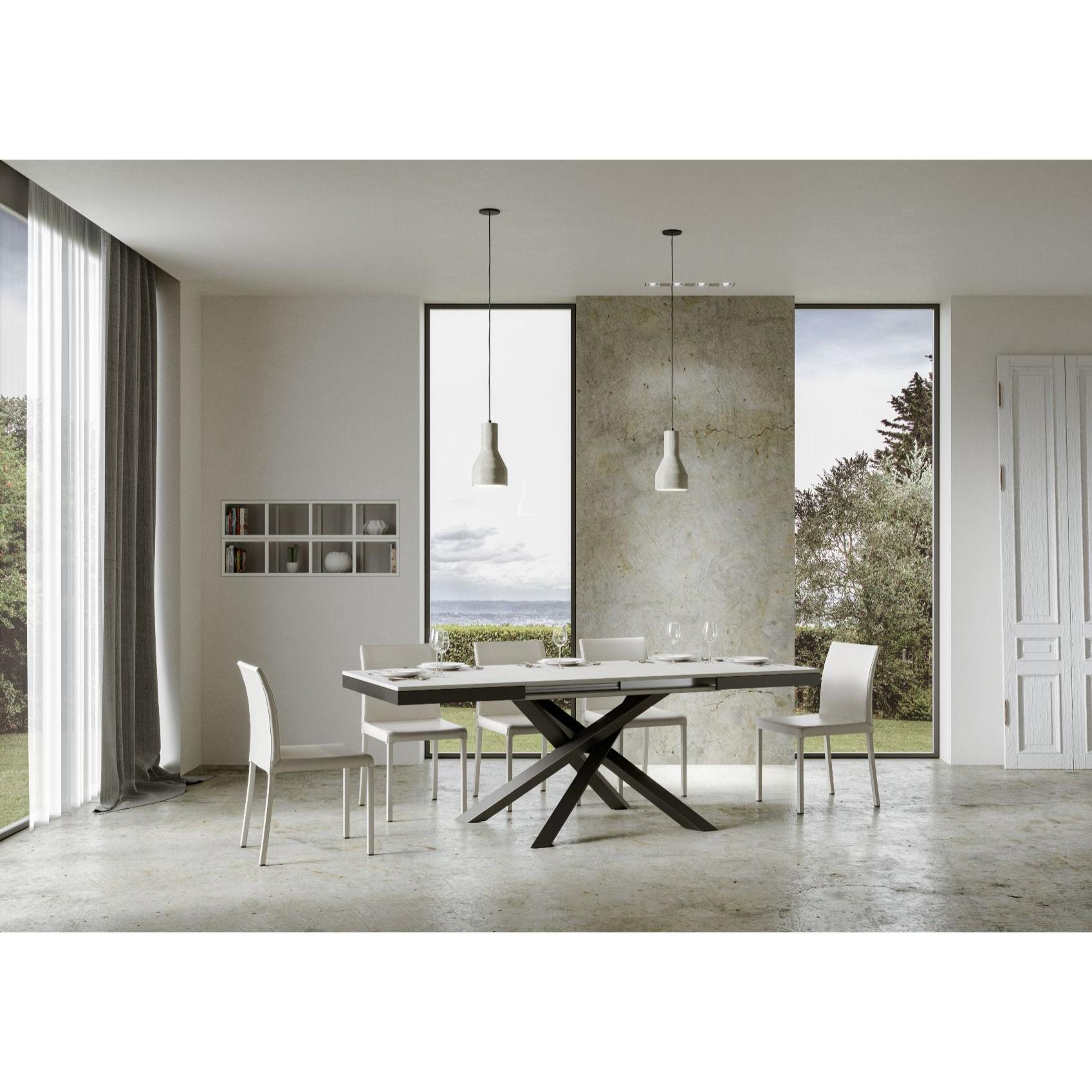 Mesa extensible 90x180/284 cm Volantis Evolution Fresno Blanco estructura Antracita