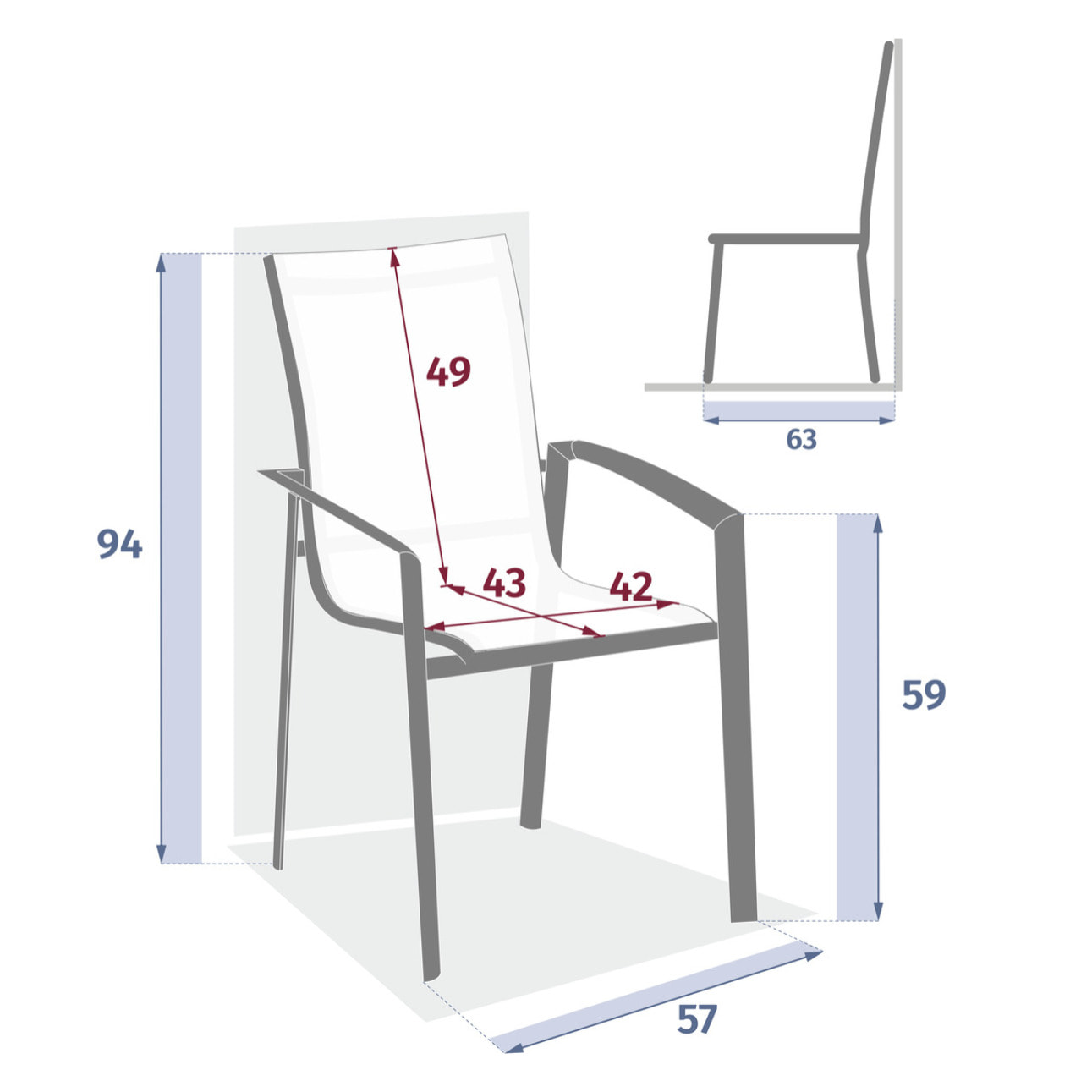 Fauteuil de jardin empilable Axant Lin & Blanc