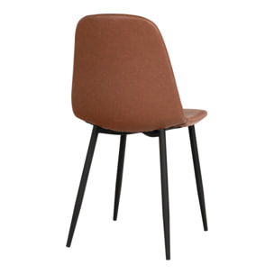 Set 2 sedie da pranzo Stockholm in ecopelle marrone vintage con gambe nere