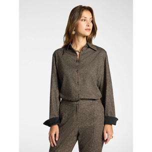 Elena Mirò - Camicia misto lana fiammata - Marrone