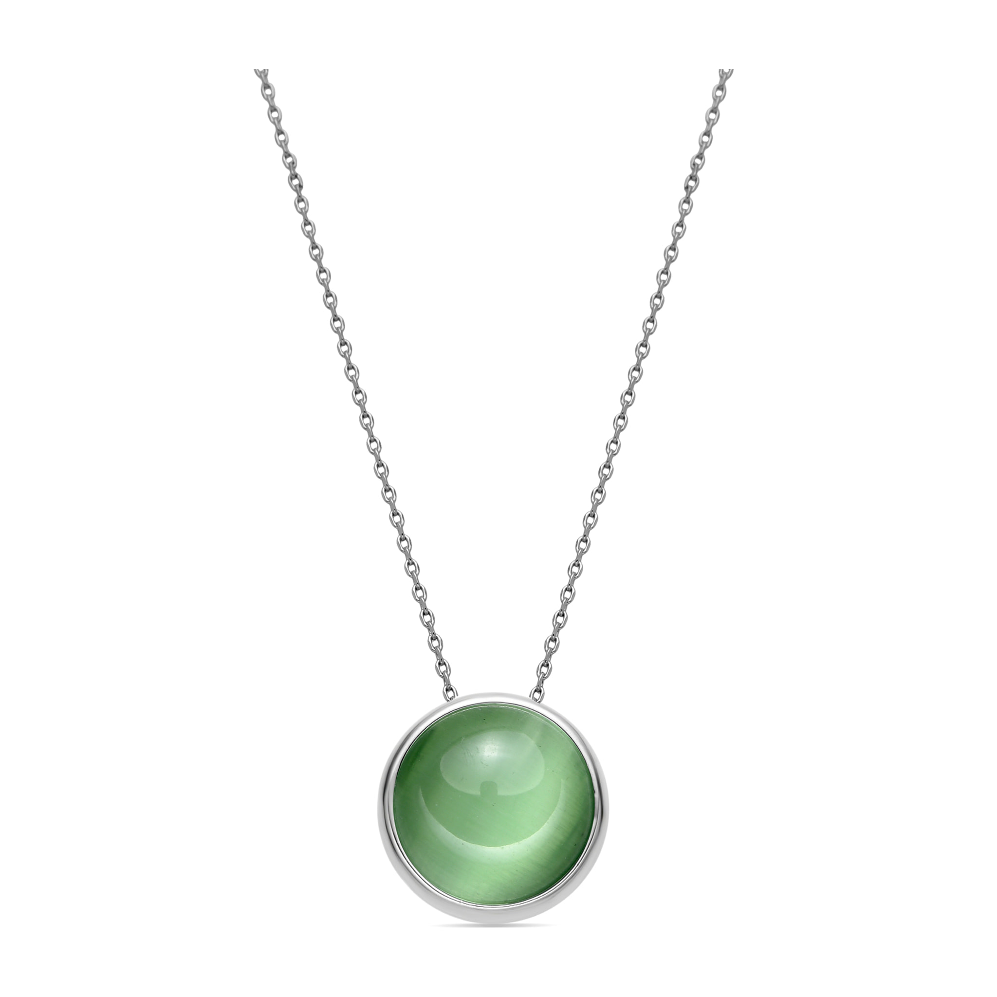 Collar con Ojo de Gato Verde acabado plata