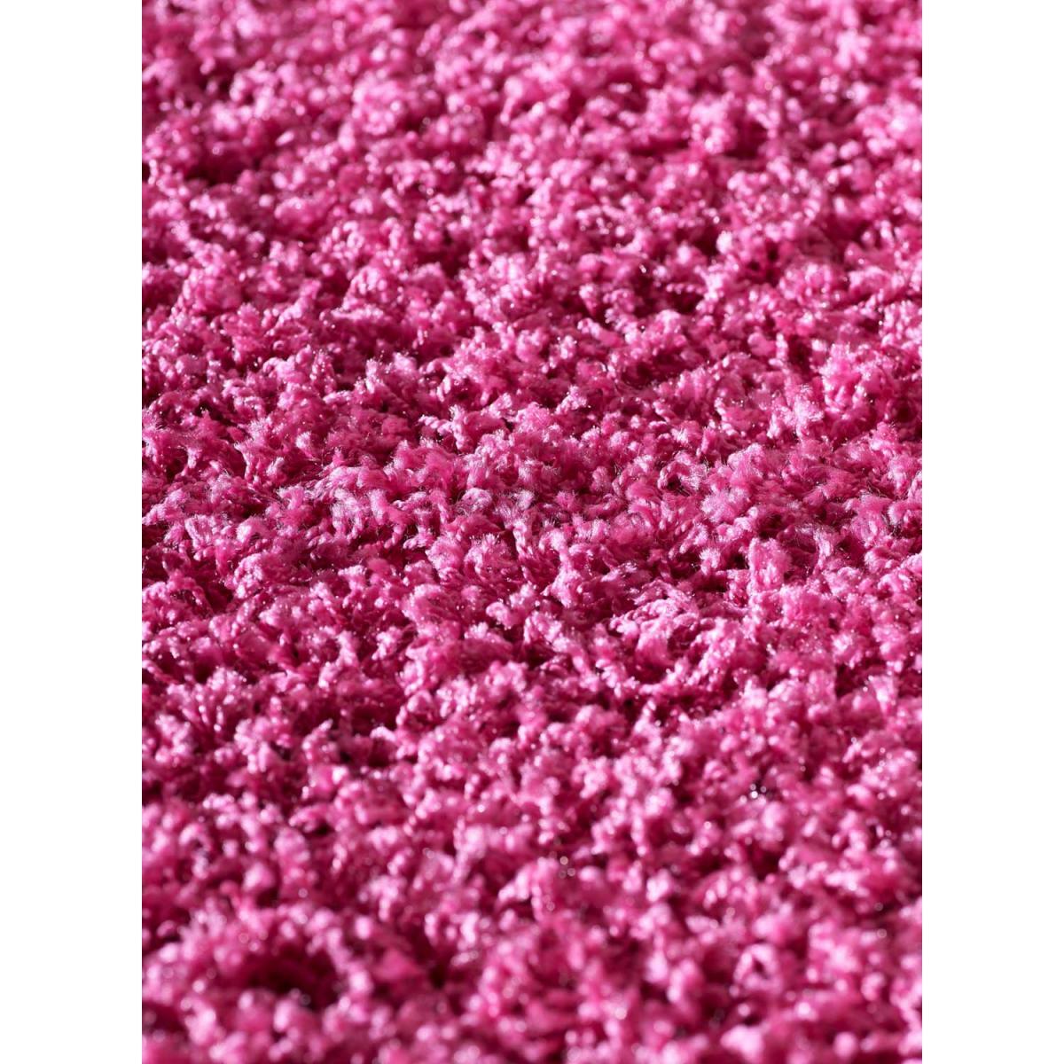 Tapis longs poils shaggy 80x150 rectangle tissé rose motif uni SIMPLE