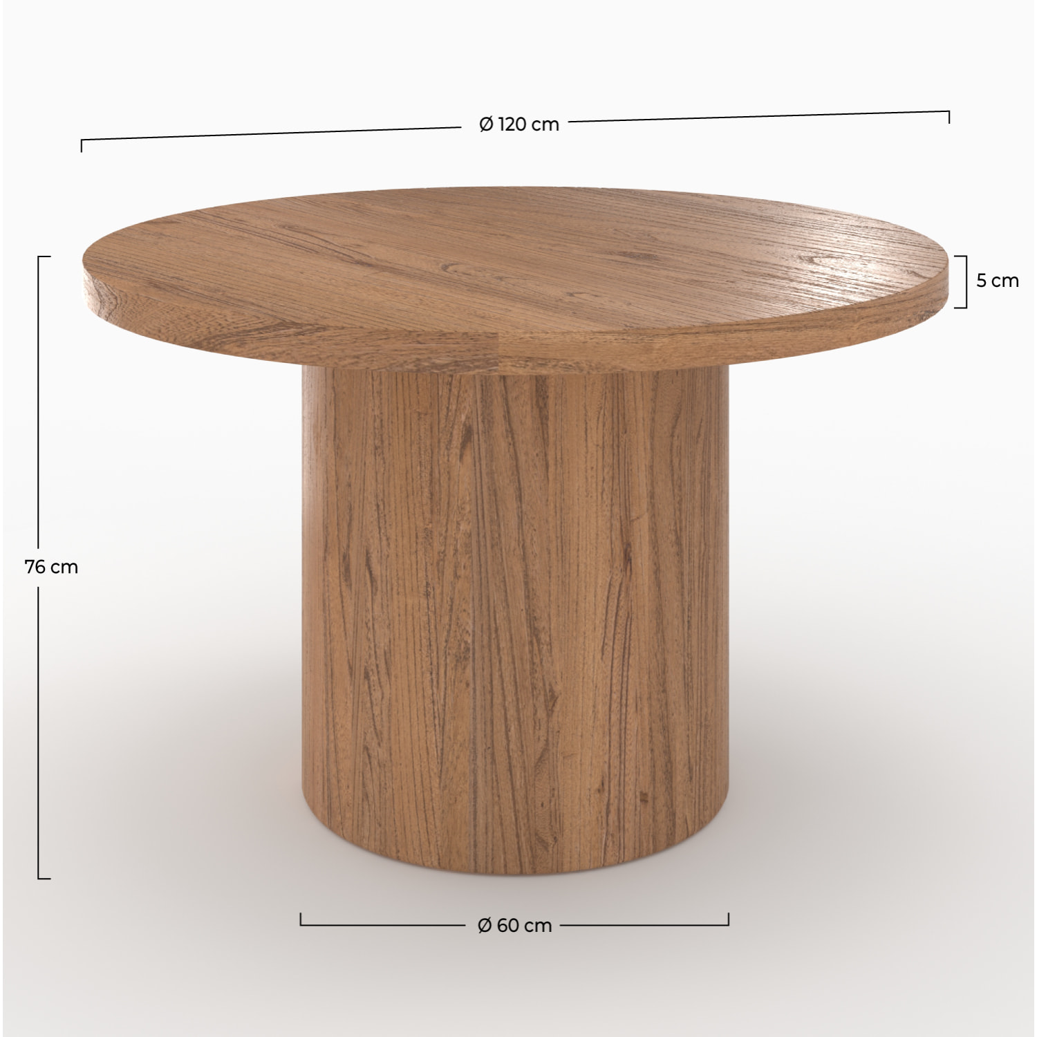 Table ronde en bois d'orme 4 personnes - Gaston