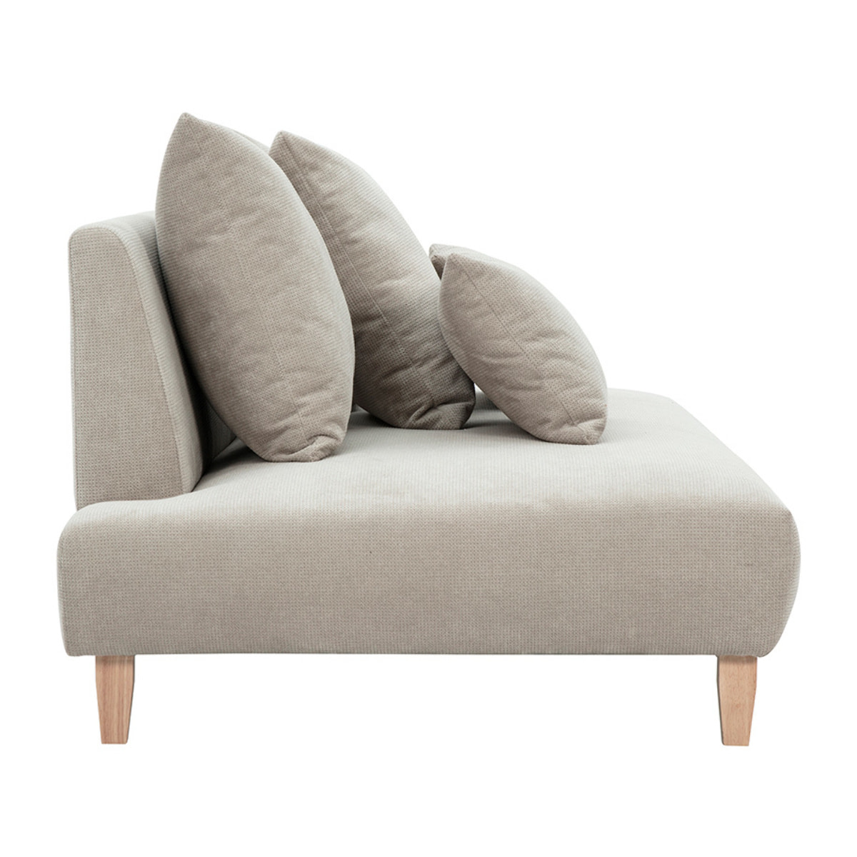 Canapé 3 places en tissu chenille beige et bois clair L201 cm BASTILLE