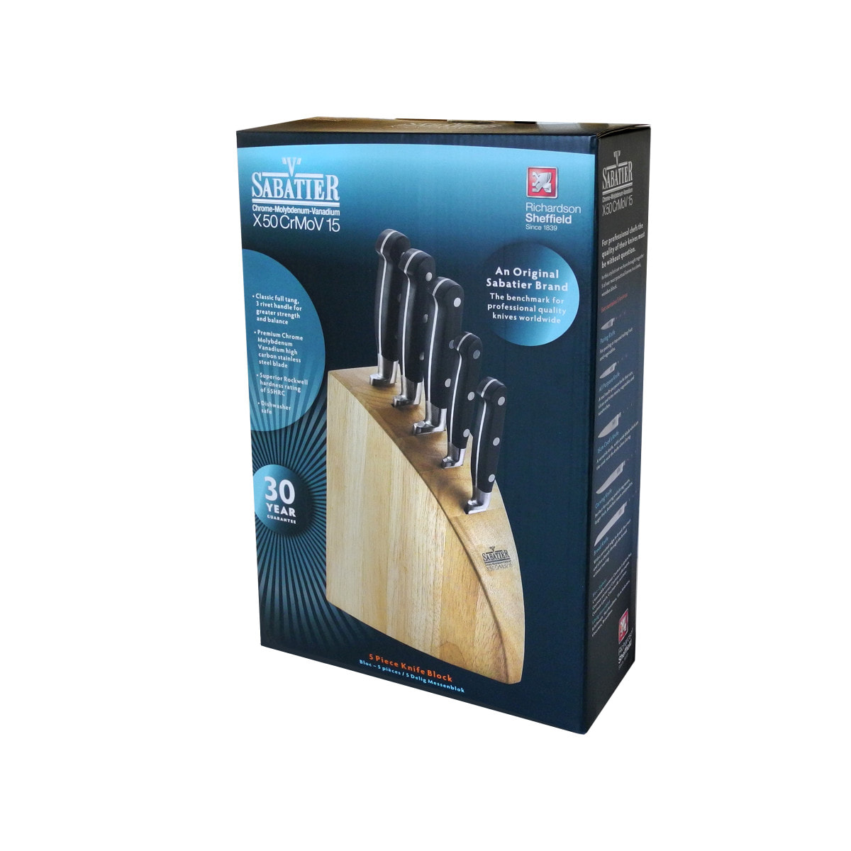 V Sabatier Rock - Blocco da 5 pezzi con affilatore