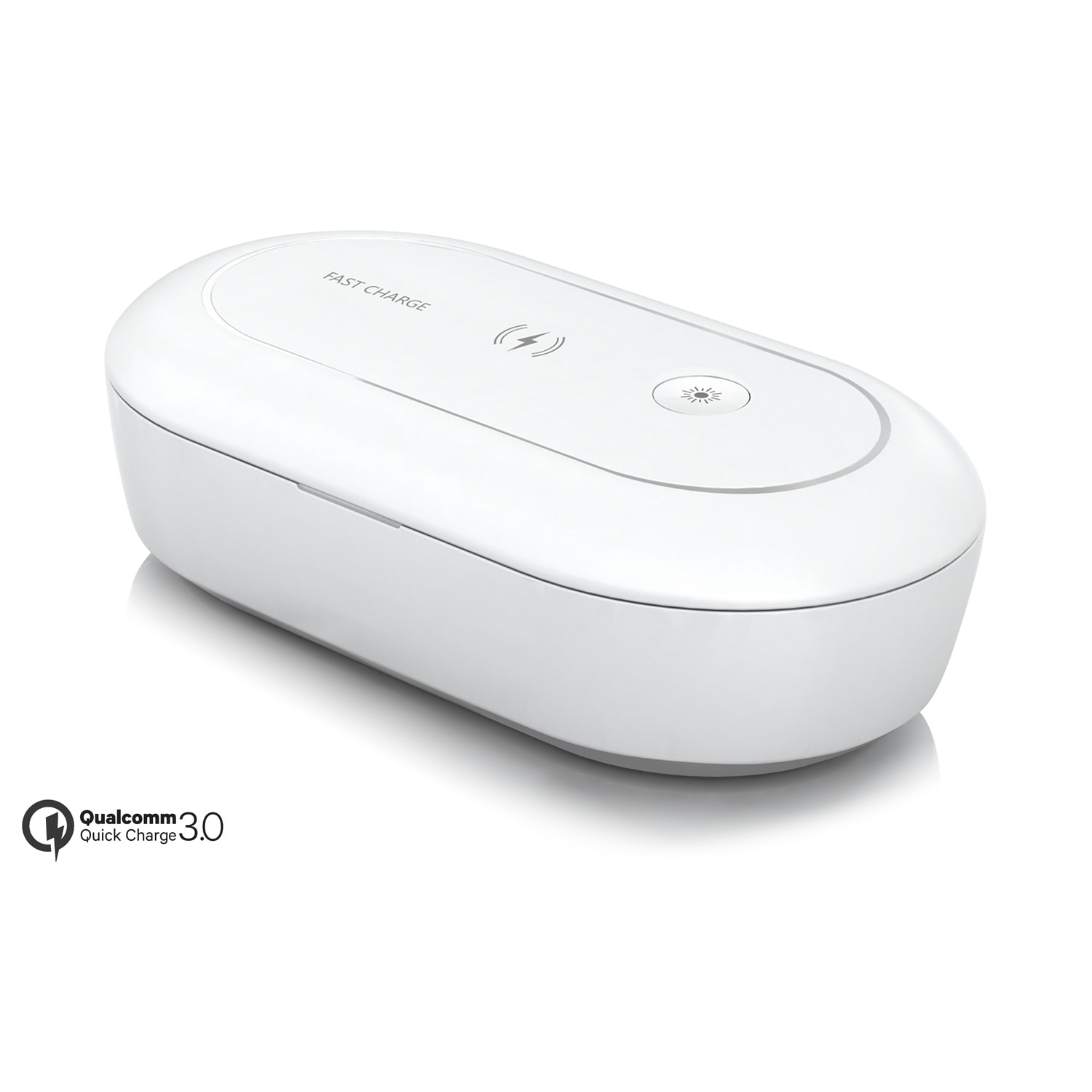 DAM Scatola di sterilizzazione con ozono, luce UV e aromaterapia con caricatore wireless 20x12x6 Cm. Colore bianco