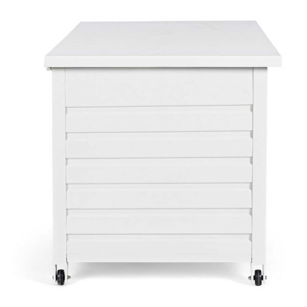 Baule da giardino BURGOS in alluminio bianco, con ruote