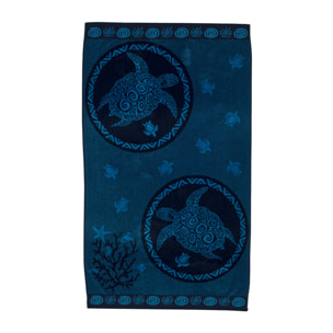 Telo Mare Spugna Jacquard Spiaggia Disegno Twin Turtle