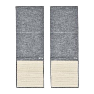 Lot de 2 tapis griffoir chat grattoir chat en sisal grattoir de canapé, sol ou mur dim. 130L x 45l cm gris