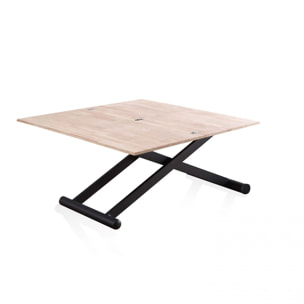 Mesa de centro elevable extensible Katia Negro - Roble